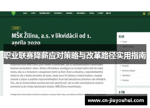 职业联赛降薪应对策略与改革路径实用指南